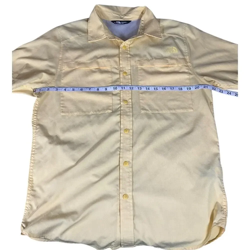 The North Face Yellow Ripstop Fishing Travel Short Sleeve Mens Shirt Size Medium